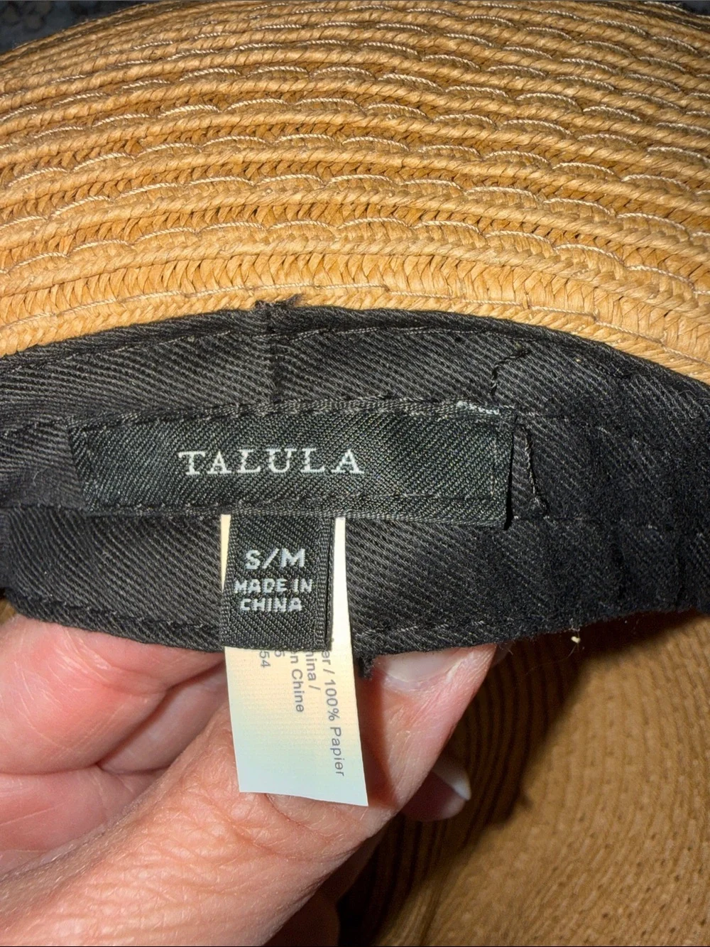 Talula Natural Brown Straw Fedora Black Grosgrain Ribbon Band Travel Packable SM
